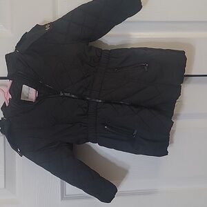 Puffer Coat with detachable fur hood size 24 months black